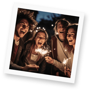 Friends celebrating with sparklers